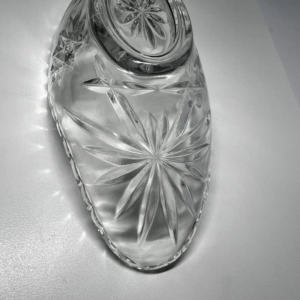 Vintage Anchor Hocking EAPC Star of David Clear Glass Banana Boat Dish 9.5